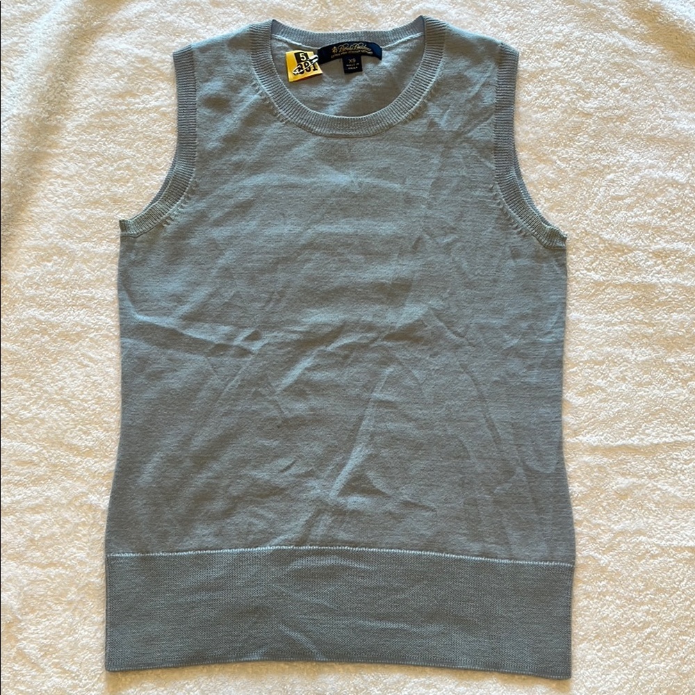 Brooks Brothers Light Blue Merino Wool Sleeveless Sweater